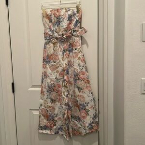 Designer Zimmerman floral print linen jumpsuit